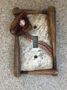 HOBBY LOBBY Baseball Mitt Glove Bats Ball Light Switch Cover Wall Plate